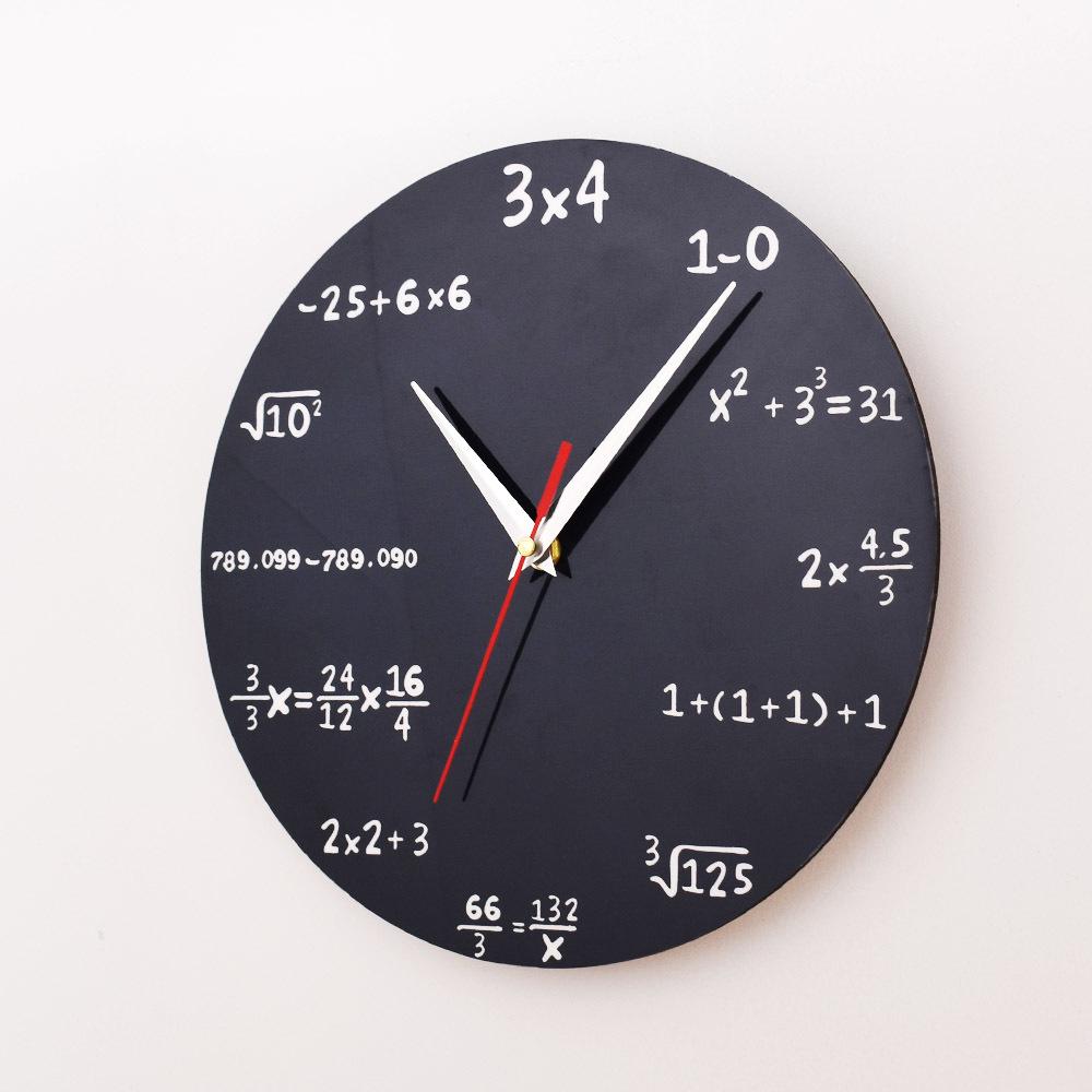 Simplistic European Wooden Wall Clock with Digital Math Function Design - Silent Movement