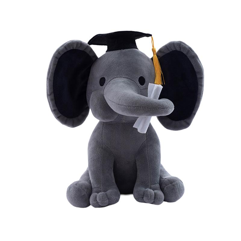 25cm Graduation Elephant Doll Plush Toy Grey Pink Cartoon Animal Bachelor Souvenir Classmate Gift