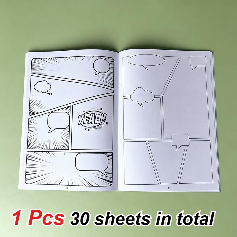 1 STuks 30 Pagina's Blanco Stripboek - Maak Je Eigen Stripboek Diverse Blanco Storyboard Indelingen een Zelf Getekend Verhaal Schetsboek