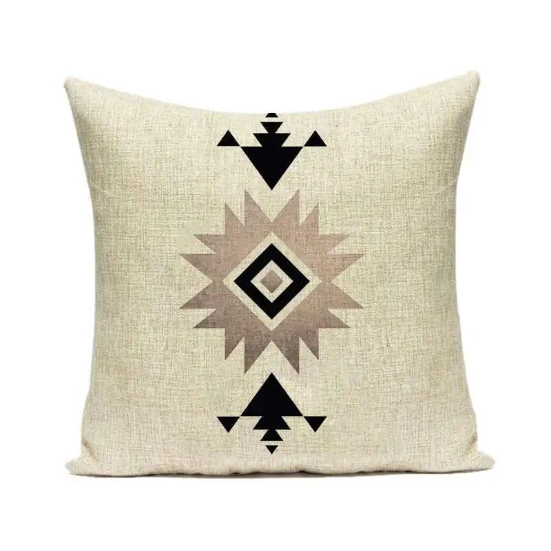 Boho Geometric Cushion Cover Aztec Tribal Pattern Cotton Throw Pillowcase For Living Room Sofa Couch Home Decor 40X40Cm 1 Pc
