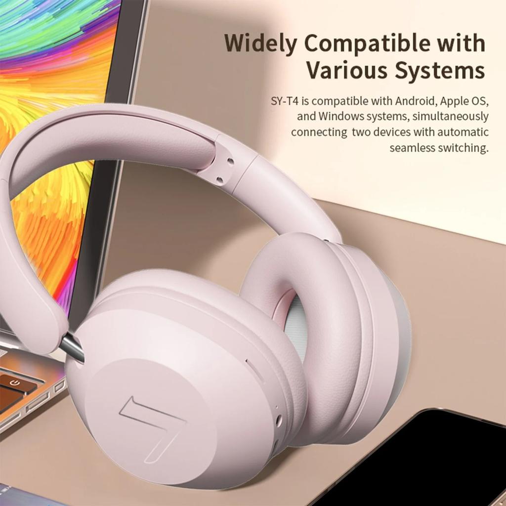 SY-T4 Wireless/Wired Over Ear Headphones Bluetooth Earphones with Microphone Deep Bass Stereo Sound Foldable Headset for Sports