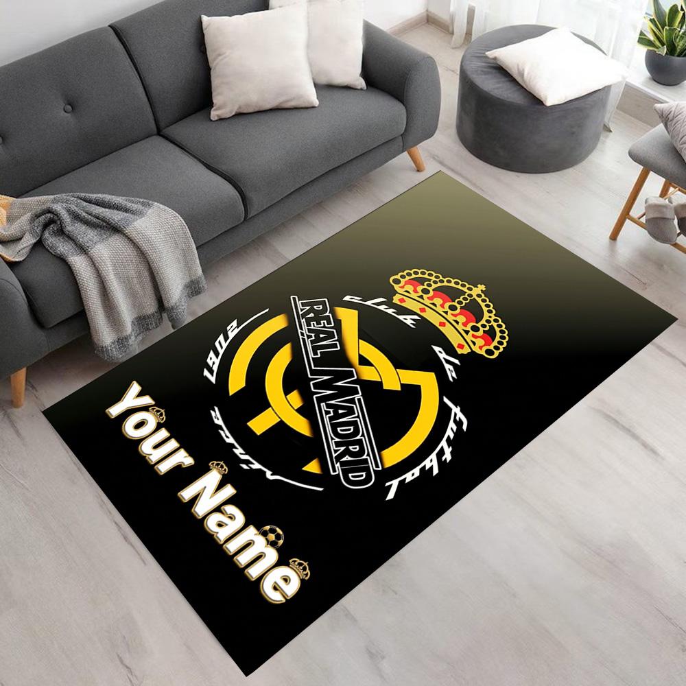 Real Madrid Club Customizable Name Carpet Suitable for Game Room Entryway Dormitory Study Room Anti-slip Rug Decorate Offices Gift for Festivals
