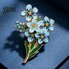 Unique Jewelry for Daily Wear Forget Me Not Flower Brooch Alloy Blue Floral Lapel Pin Memorial Enamel Small Brooch Pin Coat Dress Hats,