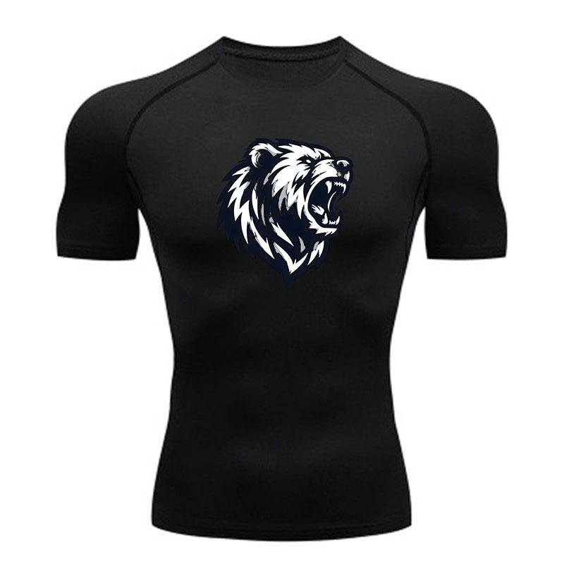 Men's Compression Fitness Sports T-Shirt, Ferocious Roaring