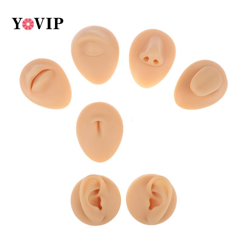 1 Stück Silikon Ohr Auge Nase Mund Zunge Bauchnabel Piercing Modell Drucknadel Simulationsdisplay Piercing Werkzeug Schmuck