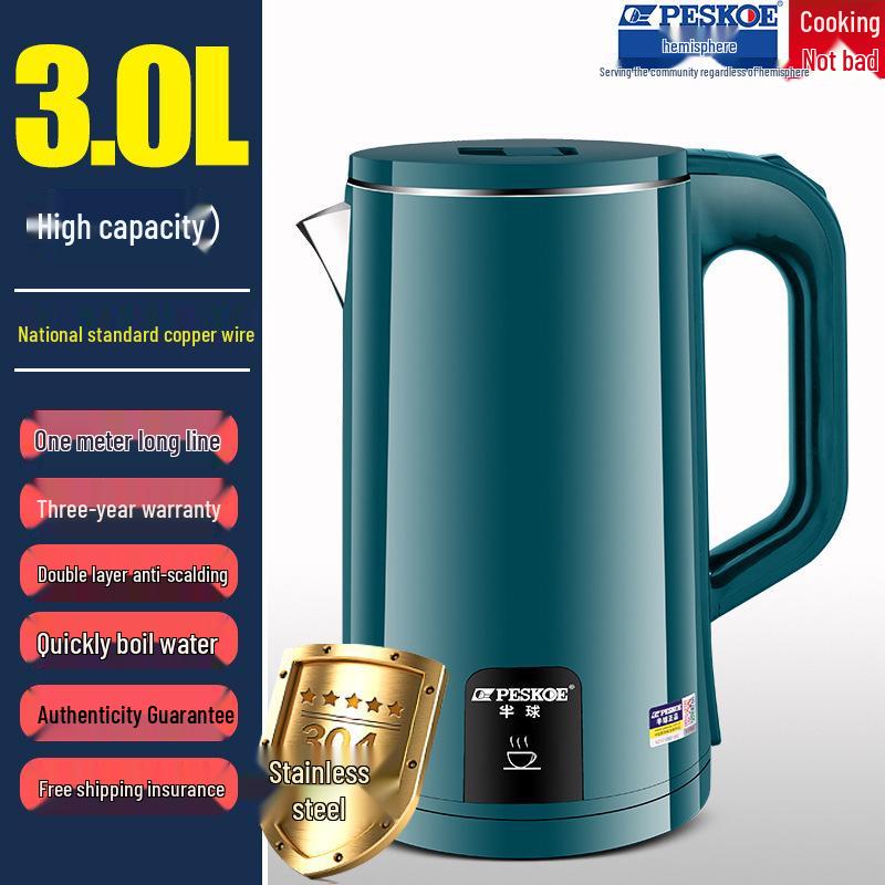 Large Capacity Stainless Steel Electric Kettle with Insulation and Auto Shut-Off