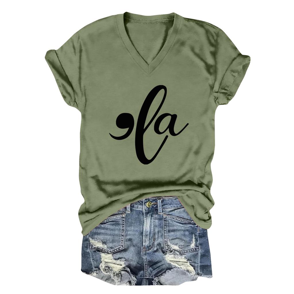 Dame T-skjorter Komma La T-skjorter Kamala-Harris Skjorter Morsomme Grafiske T-skjorter V-hals