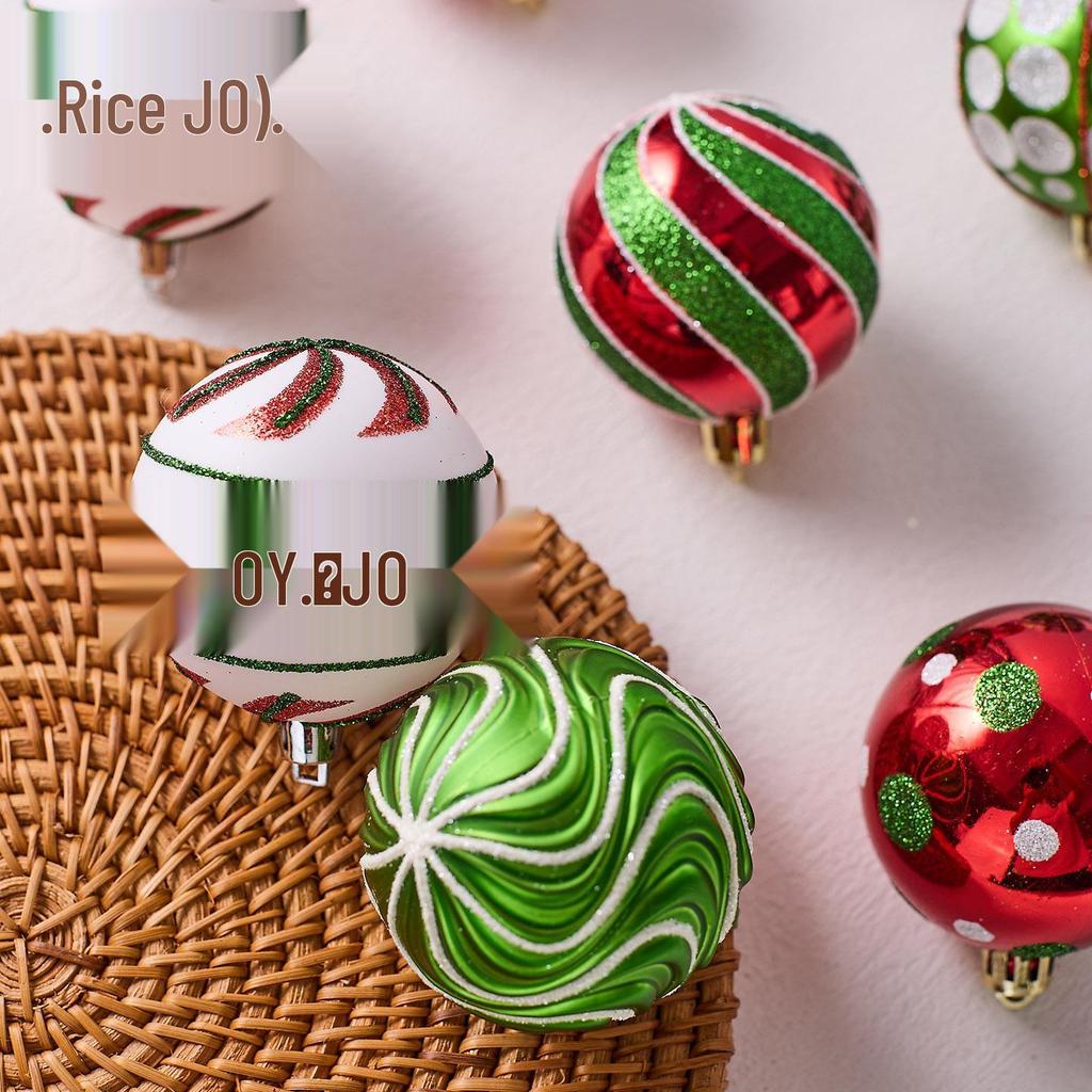 New Style Irregular Red & Green Electroplated Christmas Ball Ornaments Gift Set for Tree Decoration