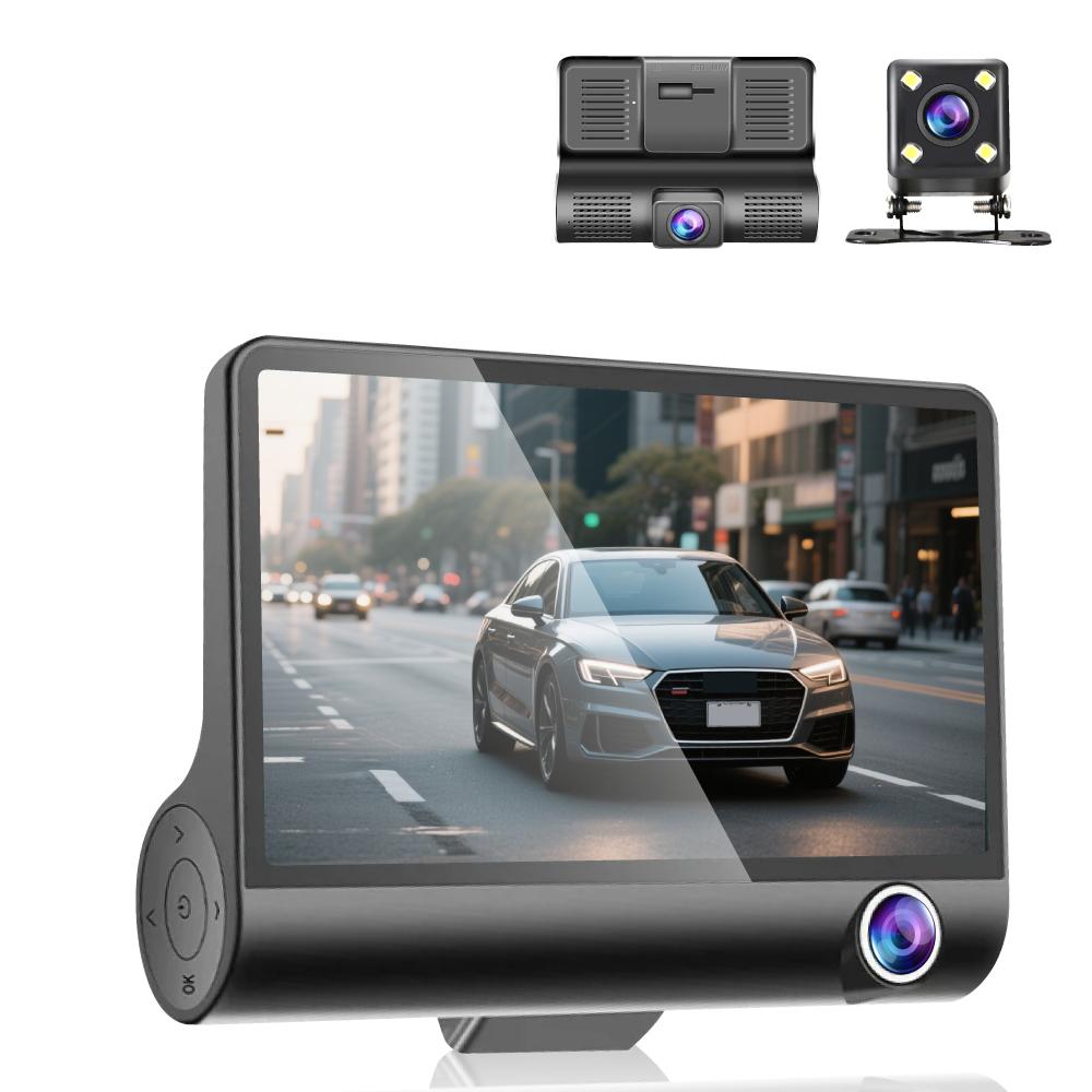 

DashCam Car 3Cameras DVR 4Inch Fhd 1080P Auto Video Recorder Three-Lens With Rear View Camera Night Vison Registrator Black Box