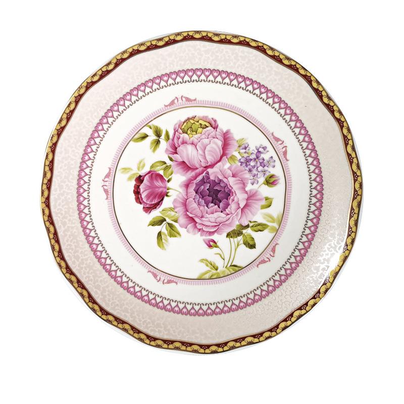 Chinesische Keramikplatte Haushalt 8 Zoll Flache Platte Französisch Vintage Westliches Geschirr Blütchen Porzellan China Tafelgeschirr Backen