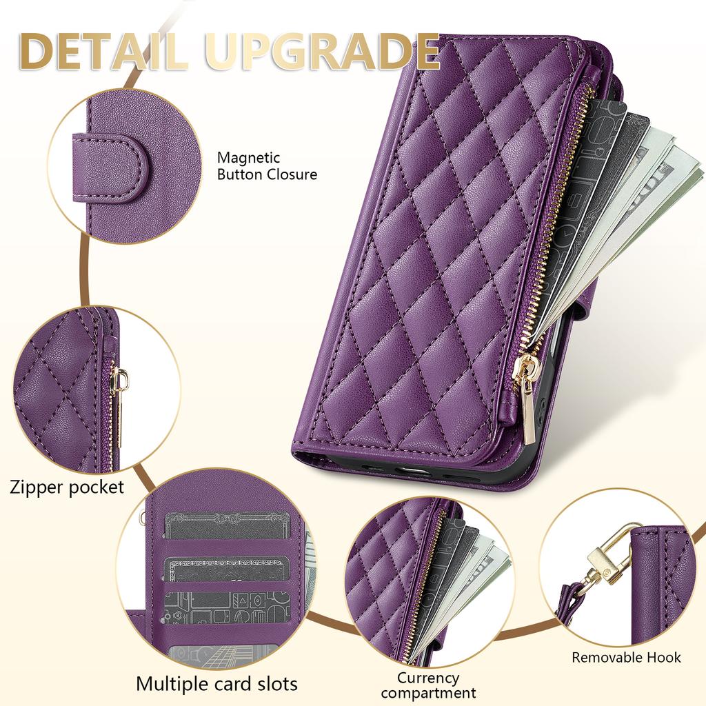 Wallet Small Fragrance Zipper Card Slot Stand Magnetic Flip Leather Case For Xiaomi Redmi Note 13 Pro Plus 12S 12 11 11S Cover