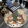 Christmas animals pattern round rug,Carpet Rug for Living Room Bedroom Playroom ,Non-slip Floor Mat,Holiday Gifts and Birthday Gifts.