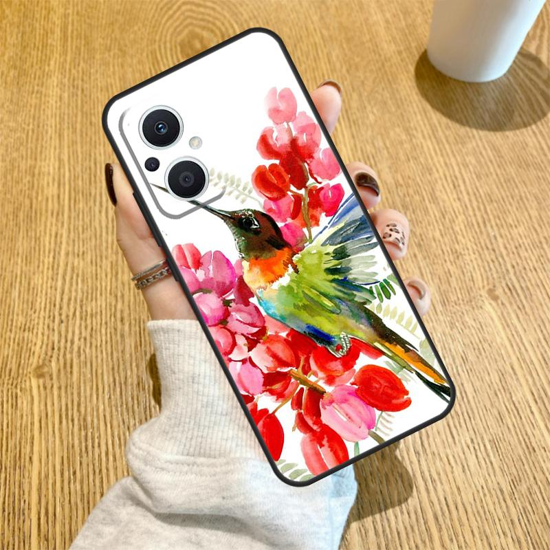 Hummingbird and Flowers Funda For OPPO Reno 10 11 12 13 14 Pro 14F 13F 12F 11F 7 8 Lite OPPO Find X5 X8 X9 Pro Case
