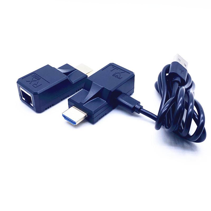 60M HDMI Extender: Single CAT5e/CAT6 to HDMI 1080P, One-Side Power, Full HD Transmission