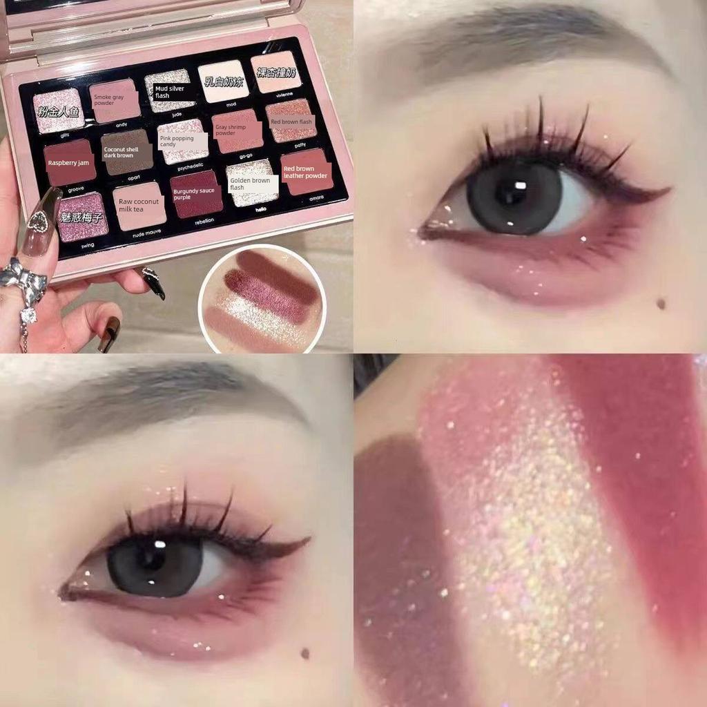 Slightly Tipsy Wine Red Eyeshadow Palette, Rose Eye Makeup, Rose Pearl Matte Red Brown Cement Earth Color, Affordable Eyeshadow for Students