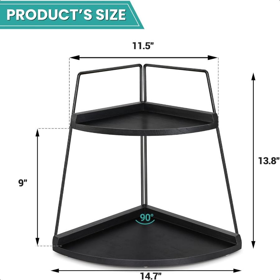 2 Tier Bathroom Counter Organizer Wood Bathroom Organizer Countertop Corner Storage Shelf Counter Standing Rack Cosmetic Vanity