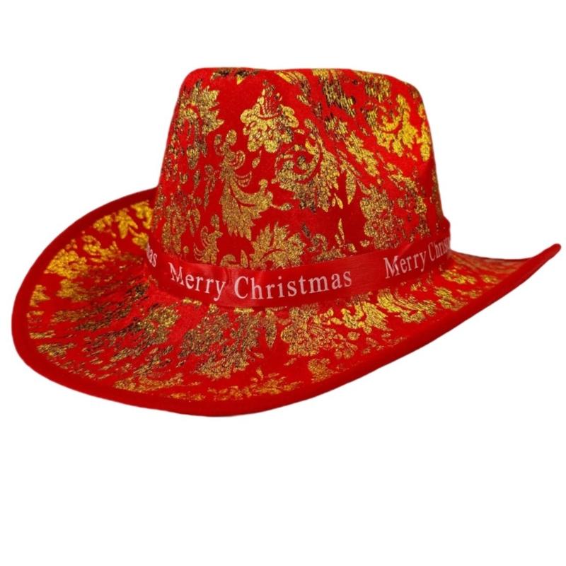 Christmas Top Hat for Women Men Holiday Celebration Cowgirl Hat Unisex Party Hat Festival Caps Party Props Costume Hat