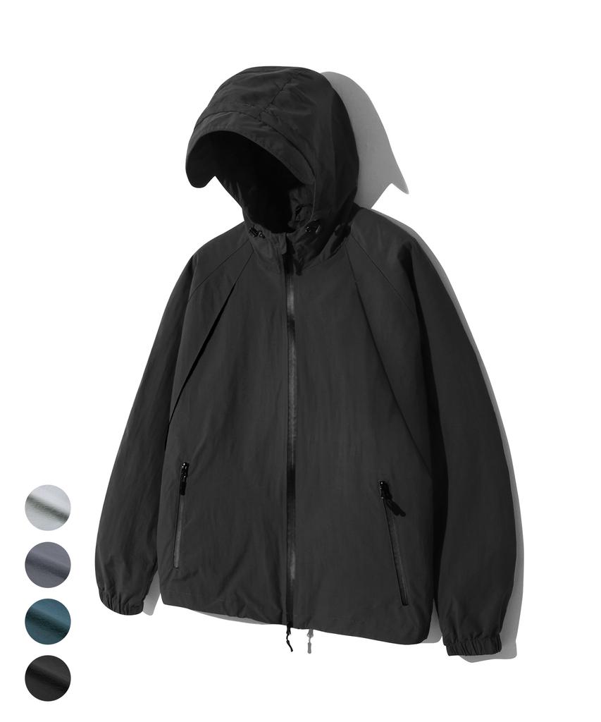 Trillion Division Nylon Hooded Zip-Up Windbreaker Jacket_4Color