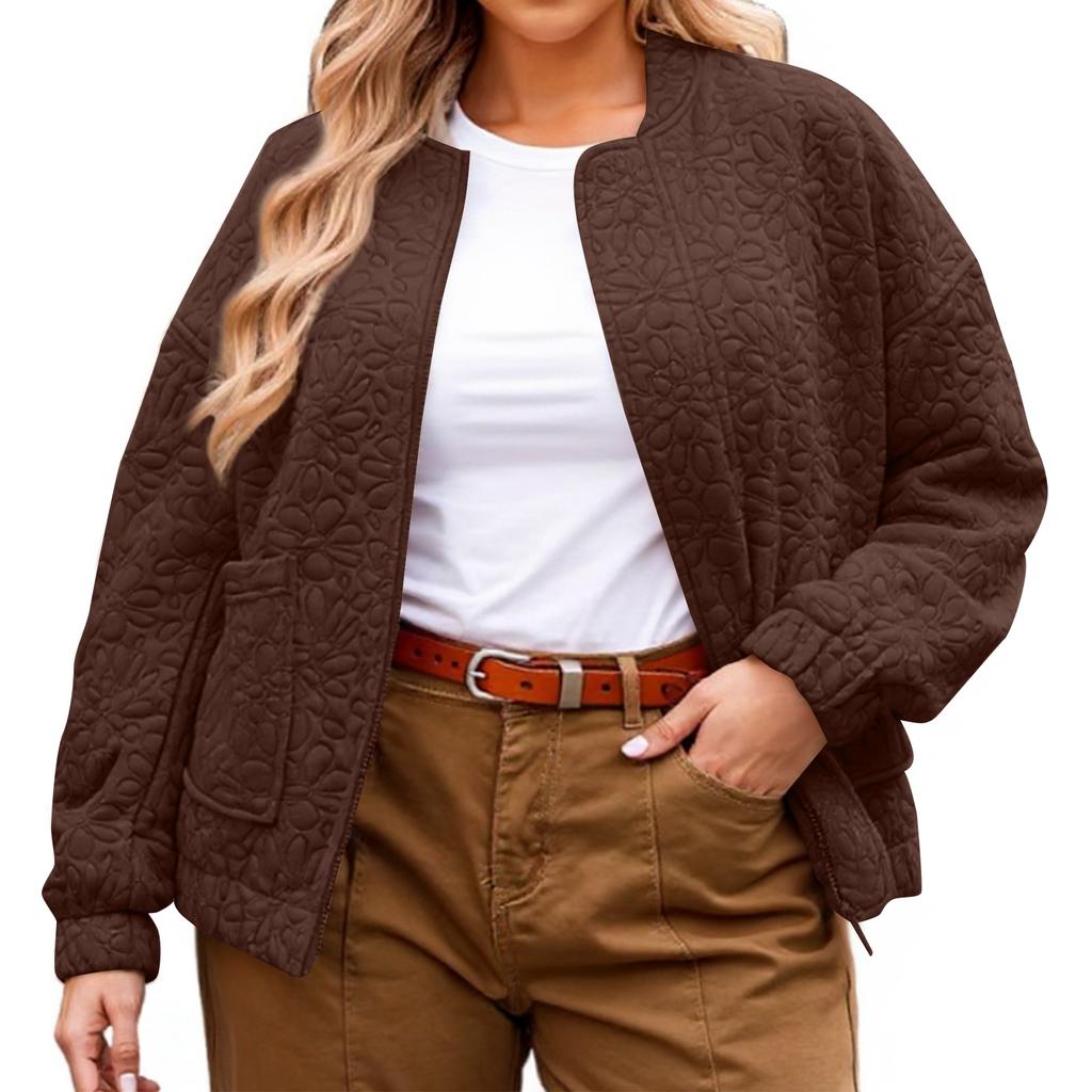 Women's Fashion Casual Plus Size Solid Color Long Sleeve Jacket