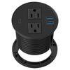 2025+Power Grommet with USB for Desktop Desktop Power Data Outlet with 2 AC Outlets and 2 USB Ports Black US Plug 2USB+1PD