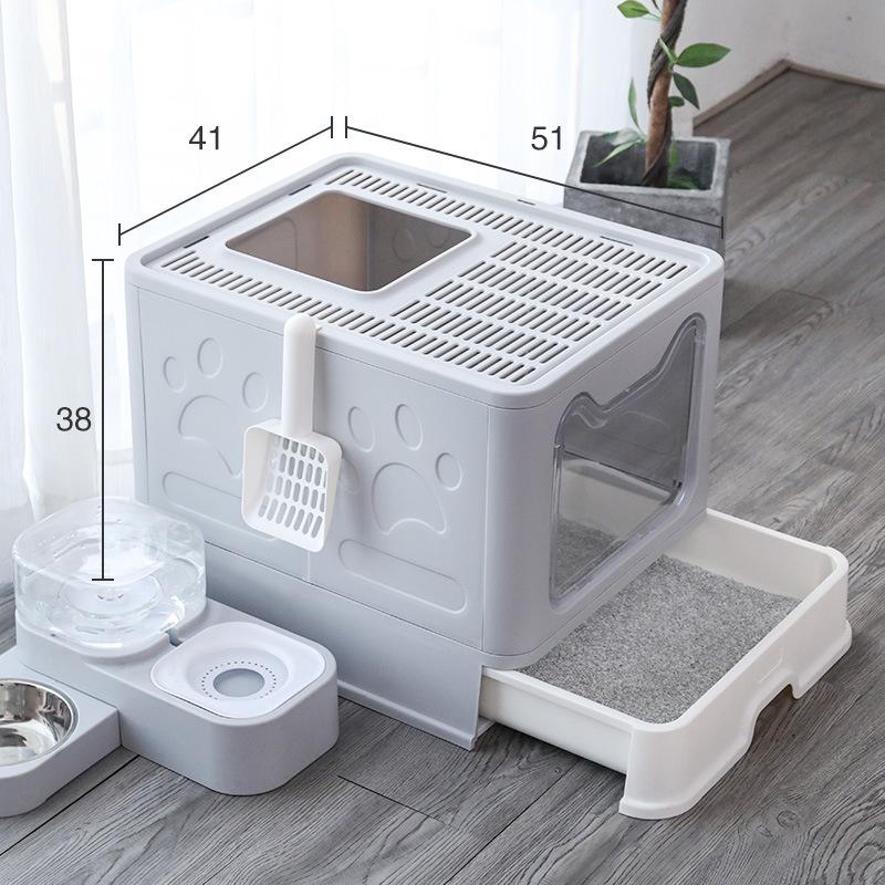 Cat Litter Box Foldable, Drawer Top-entry Fully Enclosed Large Anti-splash Cat Toilet Cat Basin Shit Deodorant
