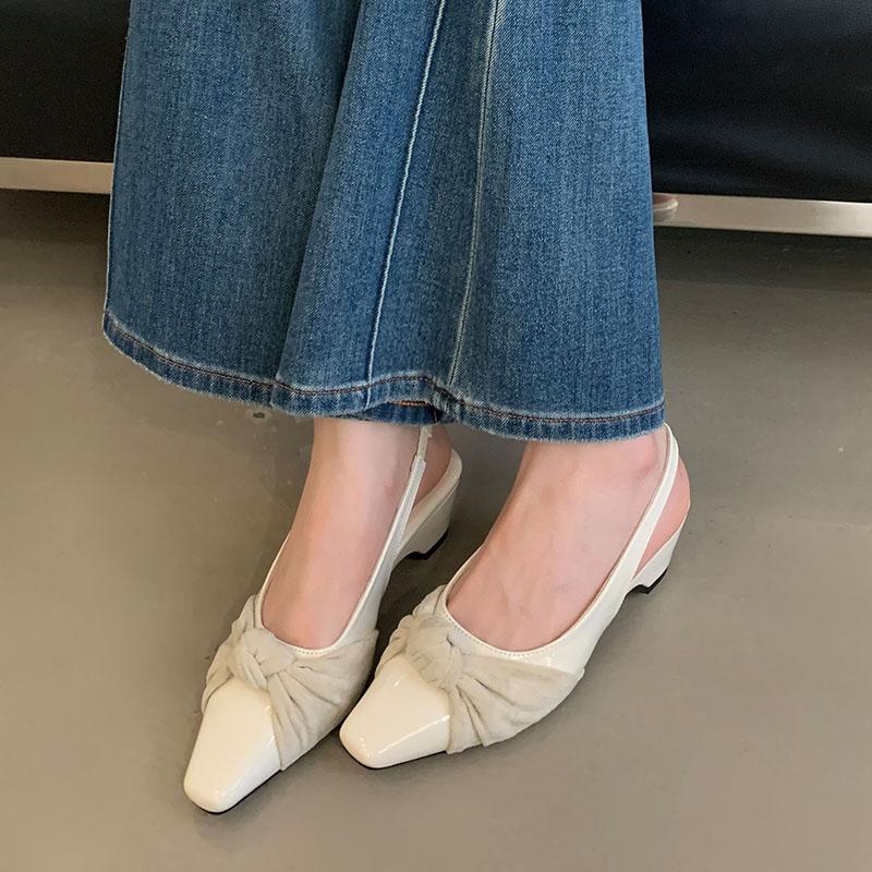 Fashion 2025 New Fashion Pointed Toe Ladies Low Heel Sandals Slip On Shoes Female Shallow Footwear Elegant Women Heeled Sandals Shoes