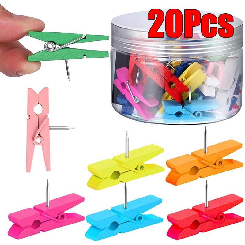 Xiaomi 20PCS-Wooden Push Pin Clip Set with Clear Storage Box for Cork Boards, Bulletin Boards, Photos and DIY Crafts