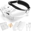 Headband Magnifier Glasses, 1X To 14X Rechargeable Head Magnifier with LED Light, Handsfree Head Mount Magnifying Glass with 6 Detachable