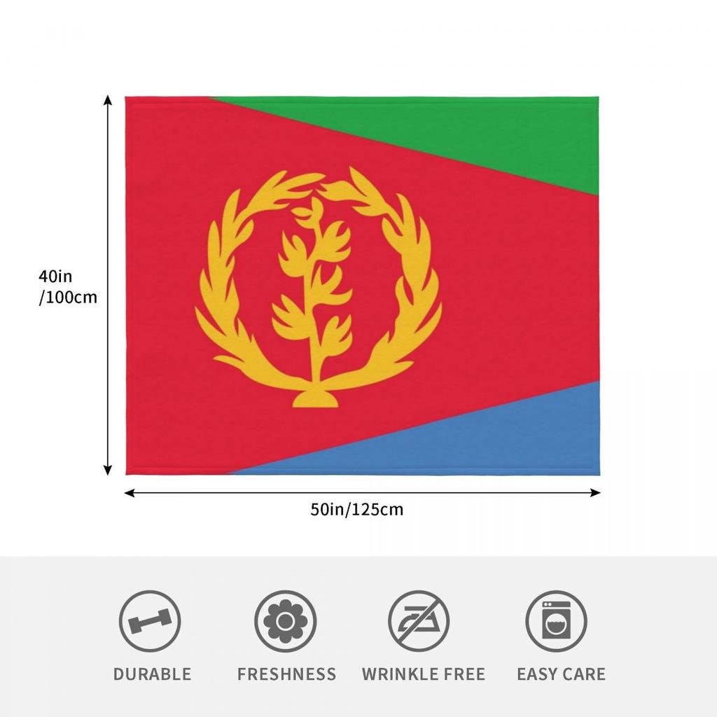 Custom Eritrea Flag Throw Blanket Faux Fur Soft Warm Blanket For Bed