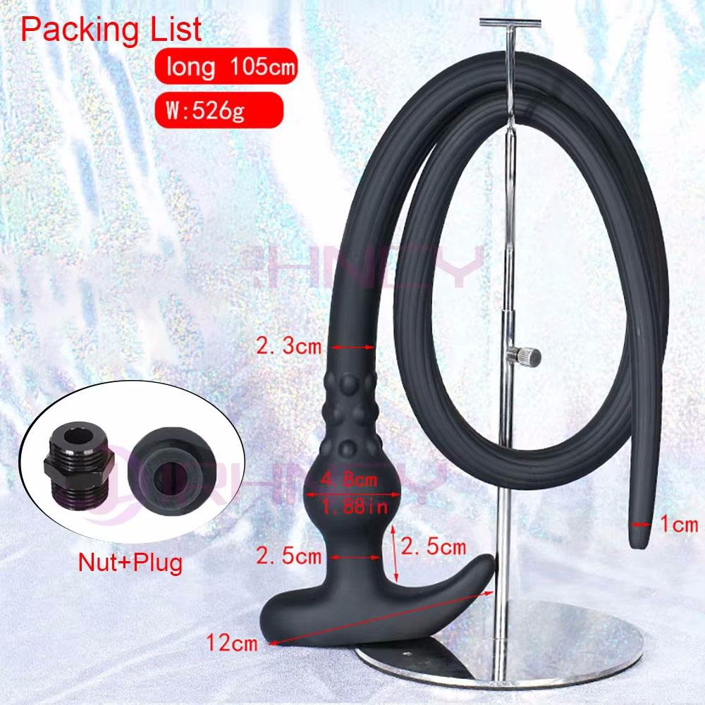 105cm Long Anal Plug Soft Silicone Hollow Anal Plug BDSM Enema Flushing Long Butt Plug Anal Sex Toys for Women Men Butplug