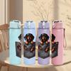 1PC Puppy Dog Inside Box Print 750ml Color Plastic Sports Water Bottle Leakproof Flip Straw Lid Suitable for Sports Office Home Use