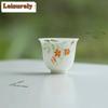 1pc/lot White Porcelain Hand-painted Flowers Teacup Vintage Tea Bowl Water Jug Meditation Cup Jianzhan Tableware Supplies 11ml