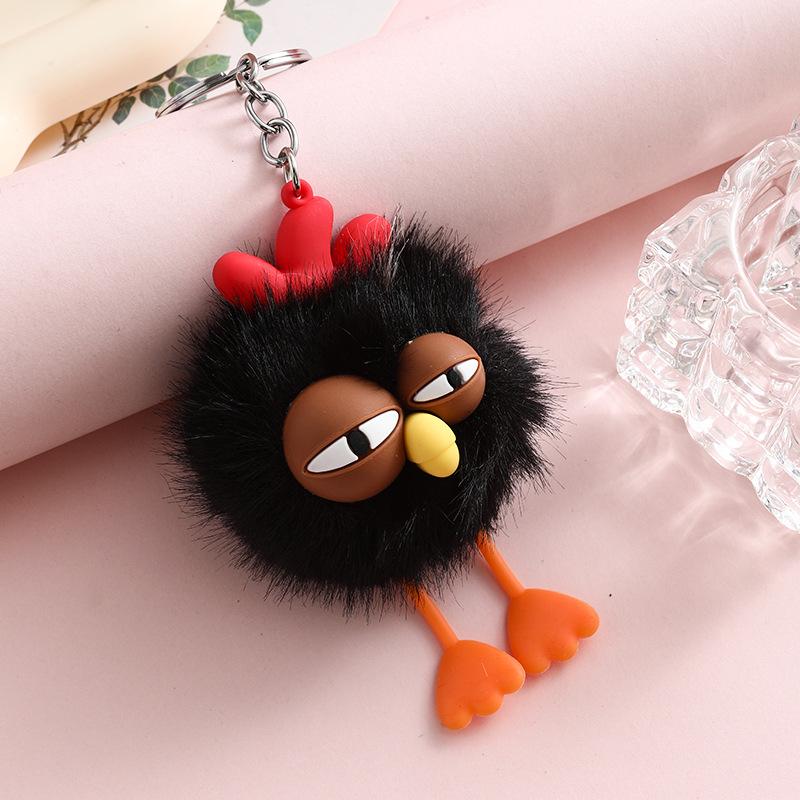 Cute Chick Pom Keychain Cartoon Lovely Pendant Car/ Bag Decor Valentine's Gift for Girlfriend Easter Present