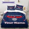Name Custom Atlanta hawks Pattern Bedding Set Quilt Cover Pillowcase Home Decor Gift (1 * duvet cover + 2 * pillowcase, without core)