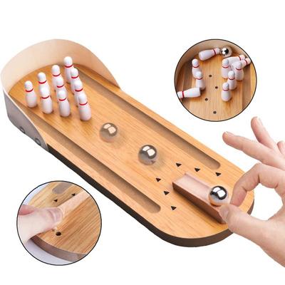 Tisch-Bowling-Spaß, Mini-Bowling-Familienbrettspiele für Kinder, pädagogisches Innovationsspielzeug für Kinder, Eltern-Kind-Ball aus massivem Holz