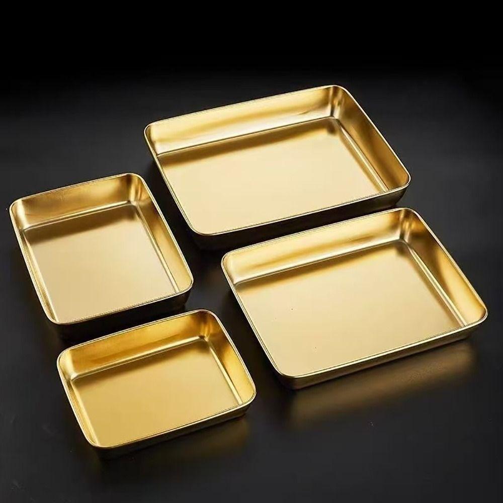 Gold Silver Multi-sizes Tray Stainless Steel BBQ Plate Durable Towel Tray for Homes