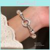 Geometric Zircon Artificial Pearl Bracelet With Silver Finish For Womens Fashion Accessories
