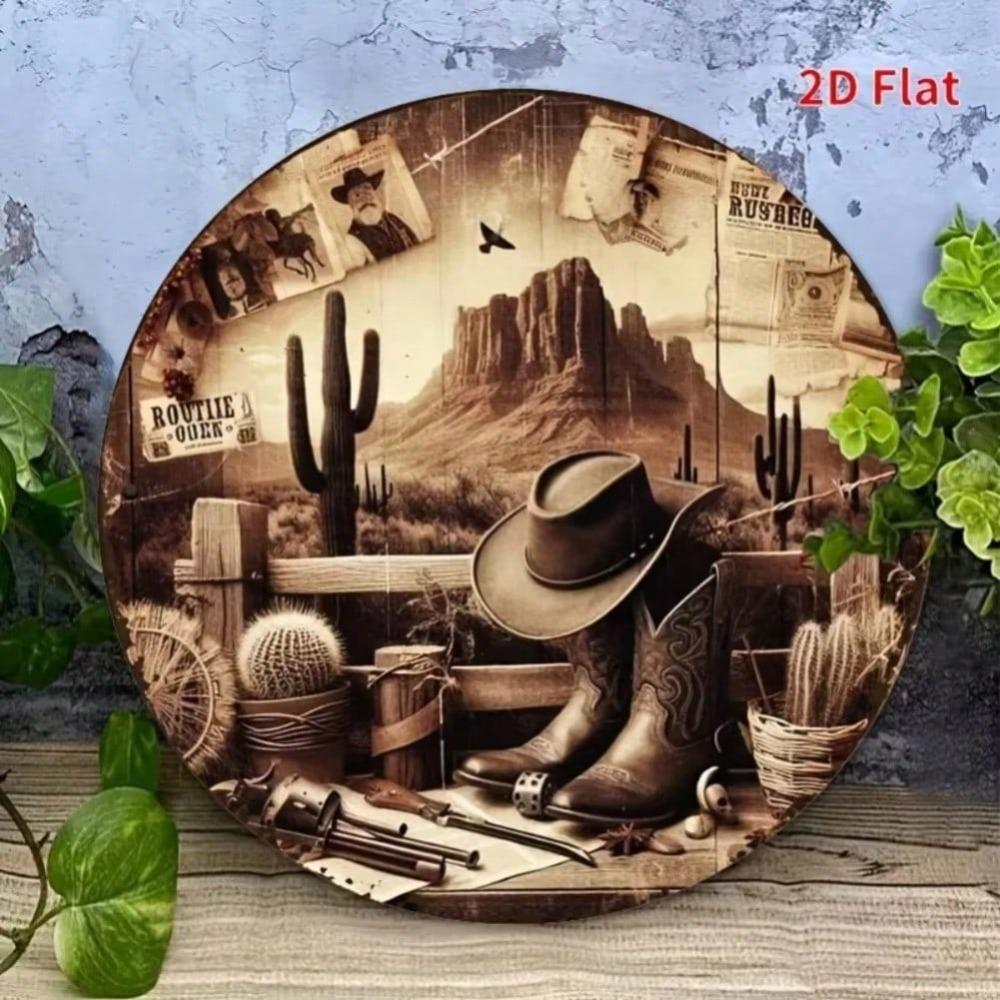 Metal Tin Sign Western Cowboy Wall Art Home Decor Vintage Kitchen Bar