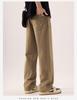 Men's All-Cotton Elastic Waist Wide-Leg Casual Pants - Solid Color, Floor-Length, Autumn Style