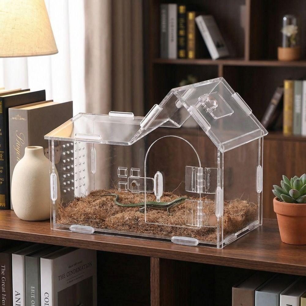Transparent Reptile Feeding Box Acrylic Spider Observation Box  For Gecko Turtle Lizards