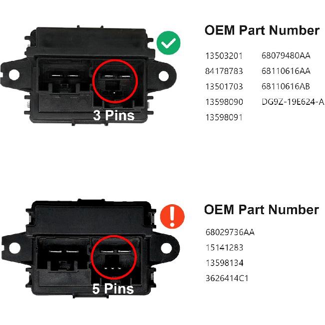 NEW Heater Blower Motor Resistor Replacements for Chevrolet/Buick/Cadillac/Ford/Lincoln/GMC Compatible with OEM 13503201 DG9Z-19E624-A 84178783