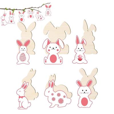 36 Stück Osterholz Unfertige Leere Hasen-Ausschnitte 89mm Hase Unfertige Hasenförmige Hängende Ornamente DIY Bastelarbeiten