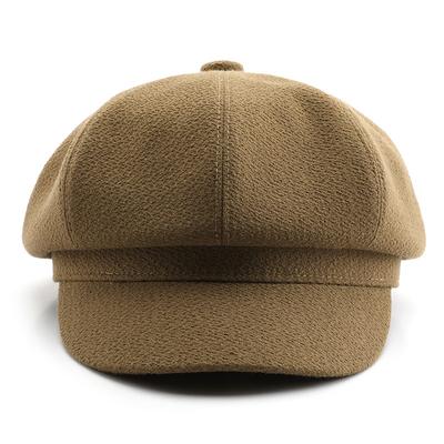 Autumn and Winter Solid Color Light Board Pleated Octagonal Hat Outdoor Street Warmth Shading Painter Hat