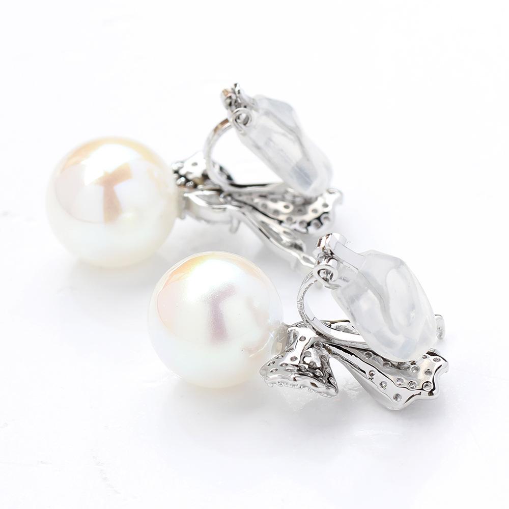 New temperament: stone-inlaid butterfly earrings, gold-plated, versatile pearl-free ear clips, women's earrings, high-end accessories