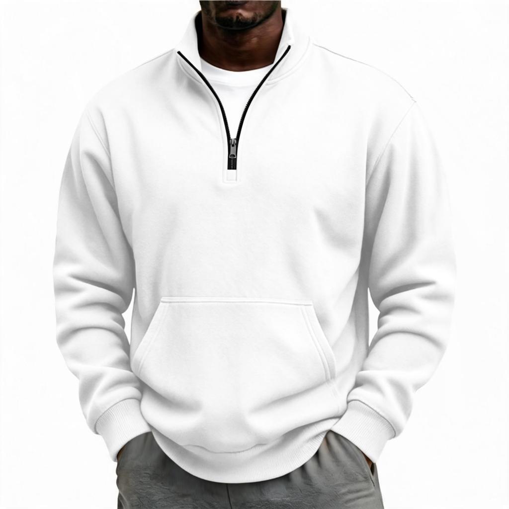Men's Casual Half-Zip Sweatshirt with Stand Collar, Relaxed Fit