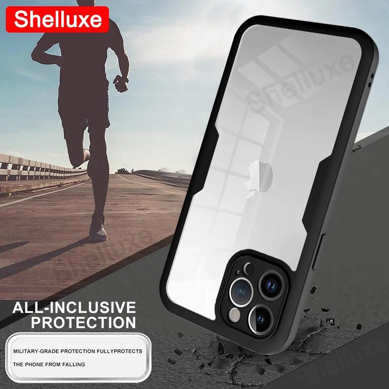 360 Full Body Front+Back Clear Case Shelluxe For iPhone 16 15 14 Plus 13 12 11 Pro Max Silicone Shockproof Double Sided Cover