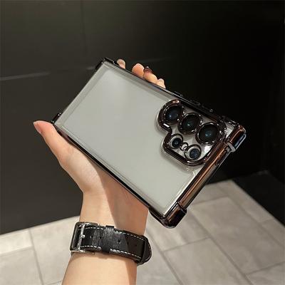 Geeignet für Samsung S25 Ultra Handyhülle A55 mit Objektivfolie Galvanisierte Vier-Ecken-Airbag Vollschutz Anti-Fall TPU Weichhülle