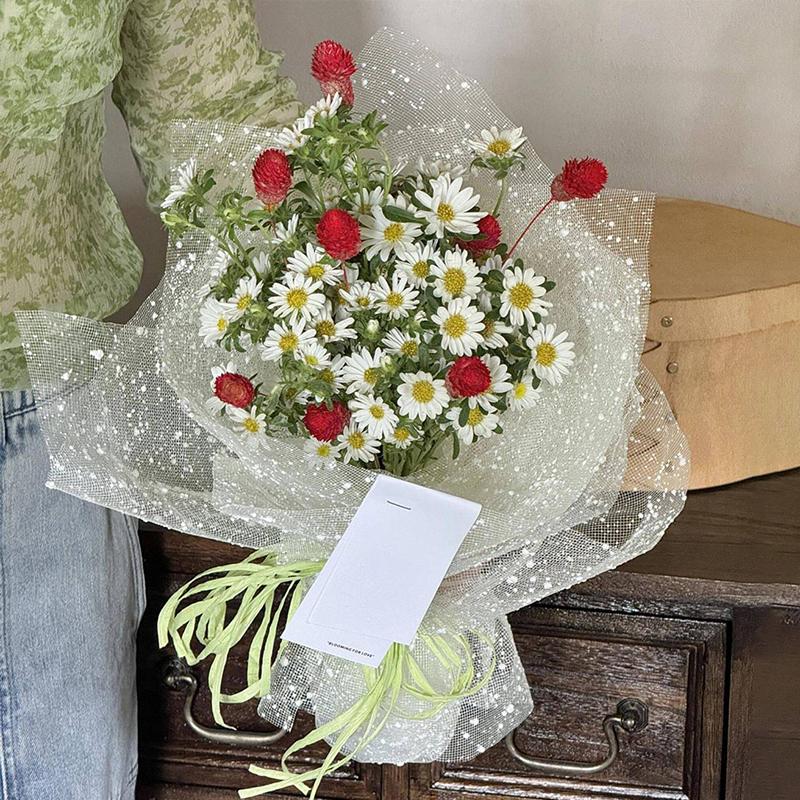 1 Piece of Decorative Holiday Packaging Flower Shop Gift Snow Dot Bag Flower Mesh Christmas DIY Handmade Romantic