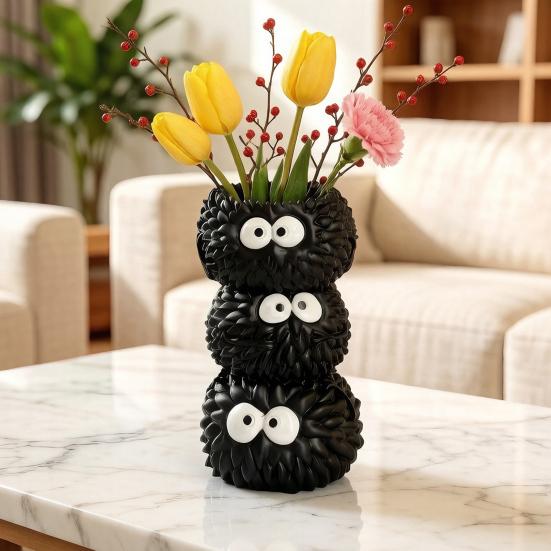 Cute Pet Shaped Flower Vase, Decorative Small Cat/Dog Resin Vase for Living Room, Bookshelf, Dining Table, Kitchen Decor