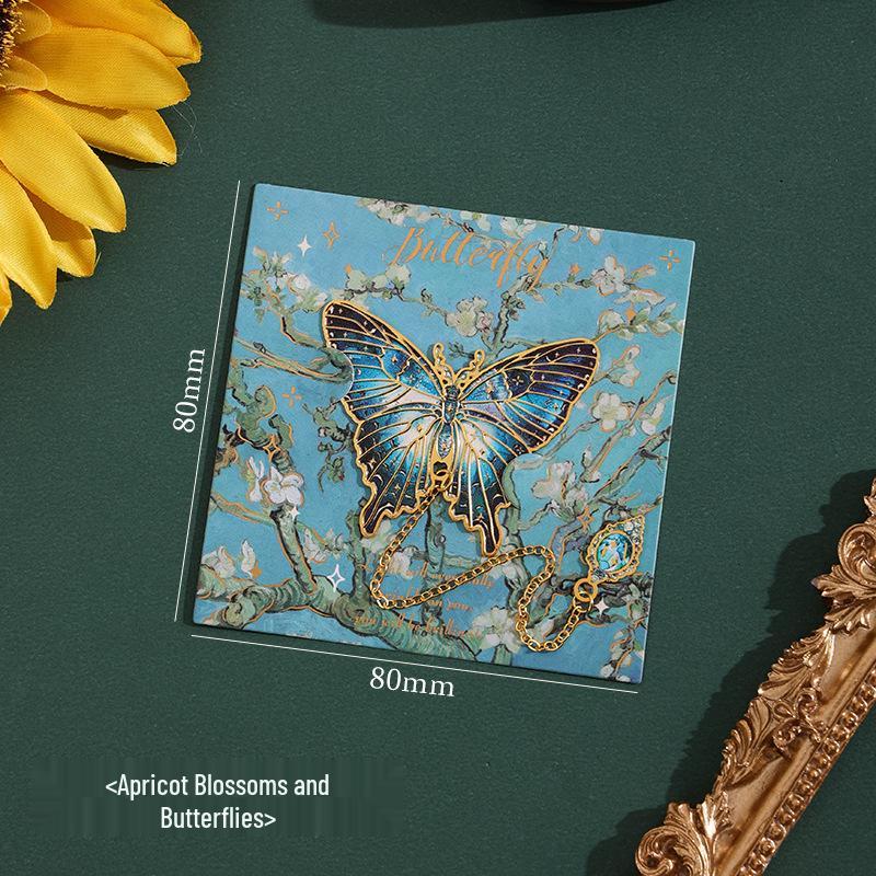 Ji Lv Yu Jian Butterfly Oil Painting Bookmark - Retro Irregular Student Reading Clip
